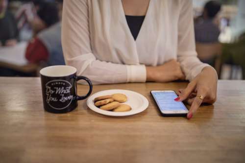 Woman Cafe Phone