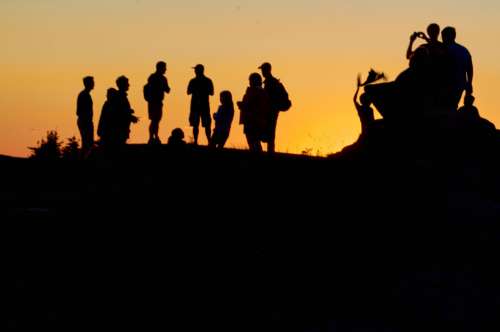 People Mountain Silhouette Free Photo