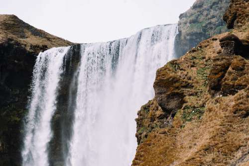 Skógafoss Waterfall Close Up Free Photo