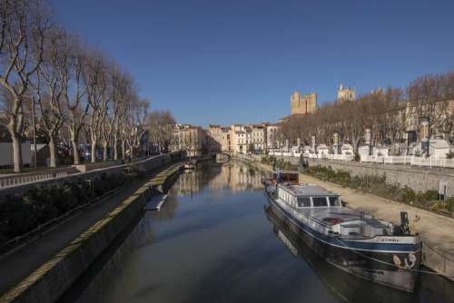 France Narbonne Canal De La Robine Boat Waterway