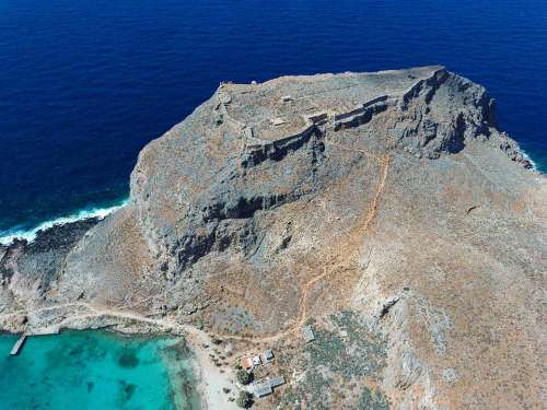 Gramvousa Greece Crete Landscape Sea Beach Island