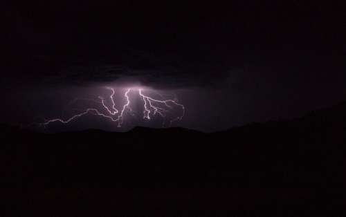 Thunderstorm Flash Light Rain Night Sky
