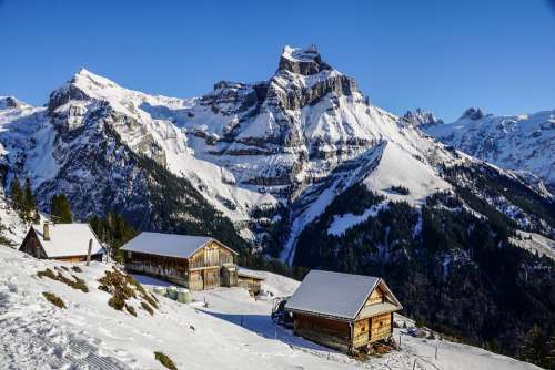 Winter Mountain World Alp Panorama Snow Landscape