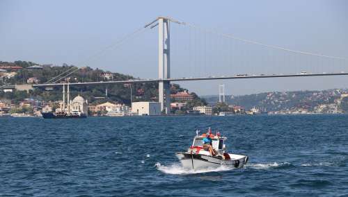 Boat Fisherman Throat Bridge Turkey Cami Marine