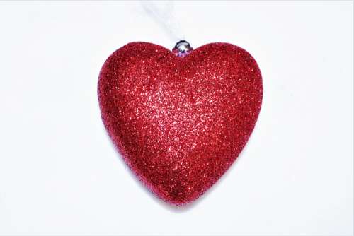 Red Glitter Heart On White