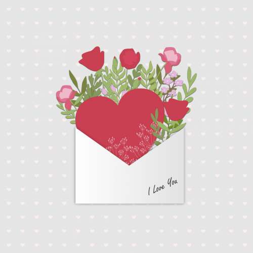 Letter With Heart And Flowers