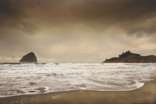 beach sand waves wet ocean