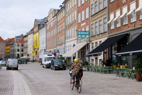 Cyclist Dressed in Animal Print on Copenhagen Street
