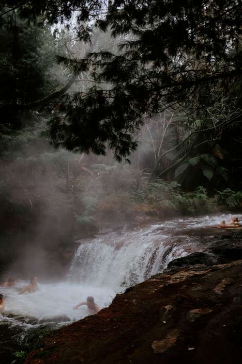 Hot Springs With Waterfall Photo