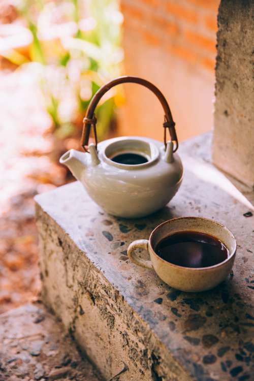 Coffee Cup And Coffee Kettle Photo