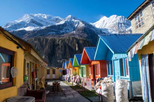 Colorful Mountainside Chalets Photo