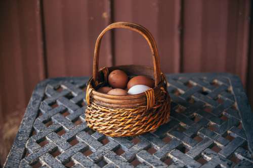 Basket Of Fresh Eggs Photo