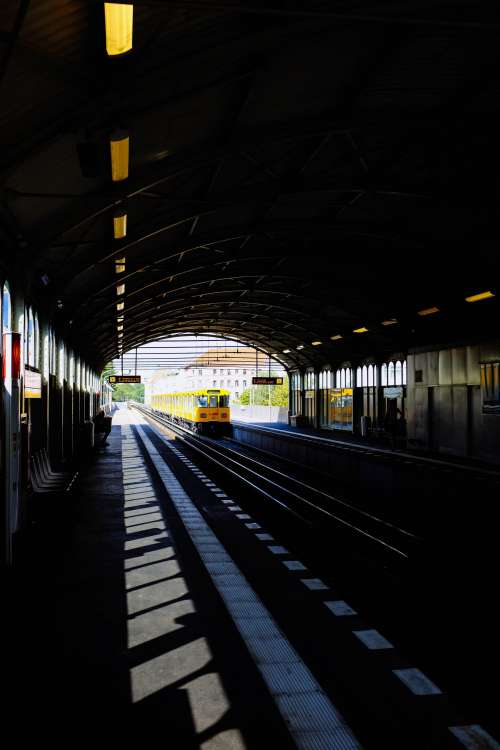 Yellow Train Arrives Photo