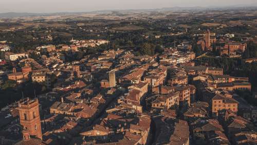Birds Eye View Of A Sunkissed Town in Italy Photo