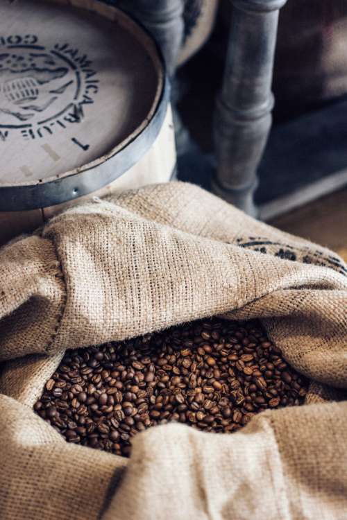 A bag full of coffee beans