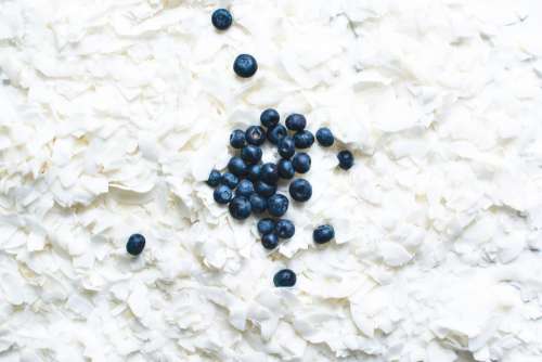Coconut flakes with blueberries