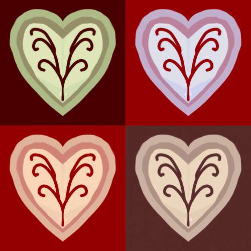 Four Decorative Hearts