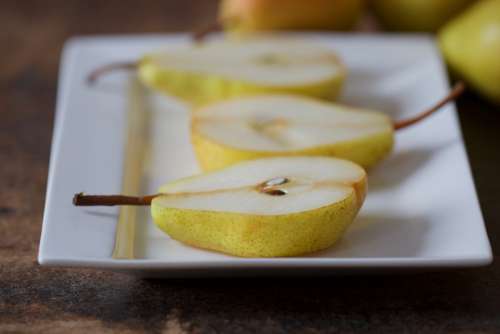 sliced pears fruit plate fresh