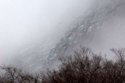 snow rock cliffs winter ice