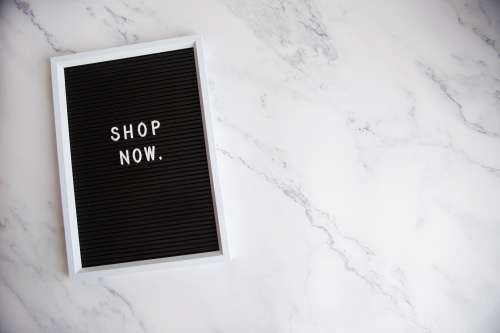 Letter Board Says 'Shop Now' Photo