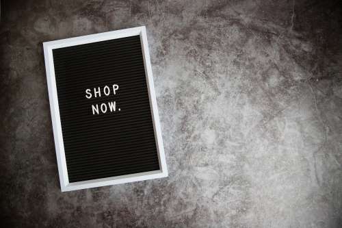 Shop Now On Letter Board Photo
