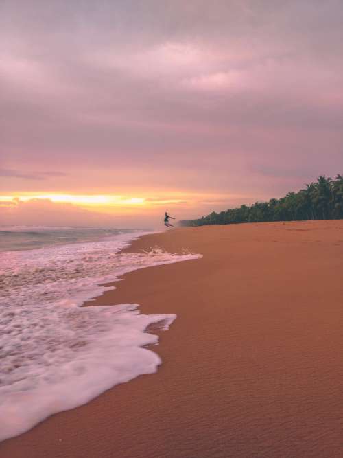 Happy Pink Beach Sunset Photo