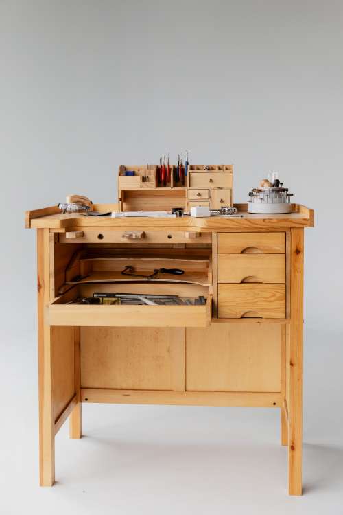Jewelers Workbench In White Space Photo