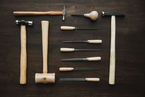 Files And Hammers Flatlay Photo