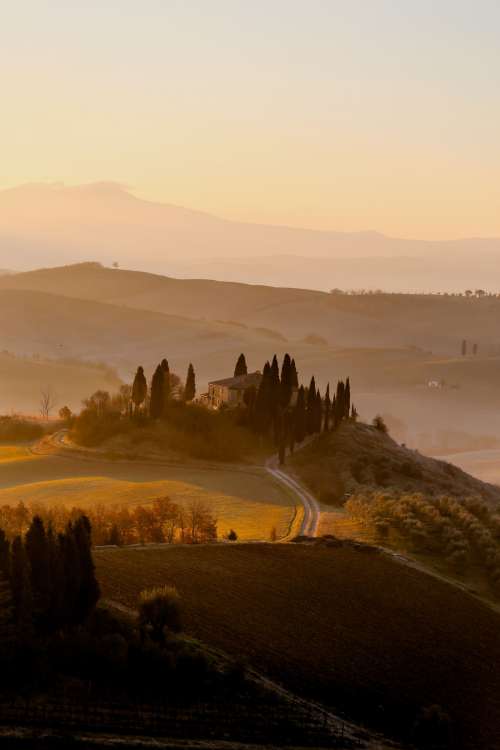 Golden Sunset Over Rolling Hills Photo