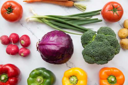 Colorful Fresh Vegetables Flatlay Photo