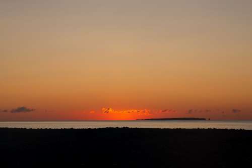 Orange Sunset Over Waters Horizon Photo