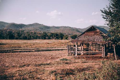Wooden Shed In Large Field Photo