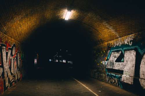 Street Tunnel At Night Photo