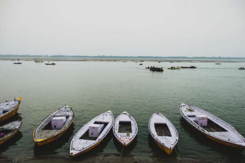 A Line Of Boats At Shore Photo