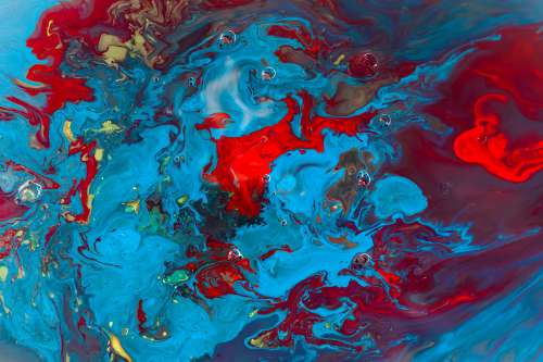 Red And Blues Create A Marble Effect Photo