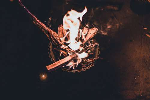 A Bowl Of Kindling Set Aflame Photo