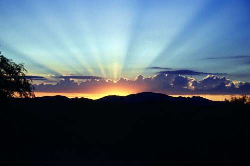 Rays of a desert sunset