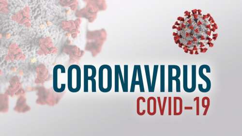 Coronavirus COVID-19 Illustration stacked words with virus