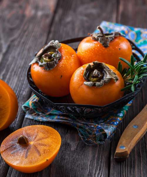 Close up of persimmons