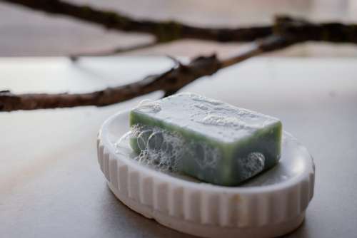 Mint handmade soap bar foam 2