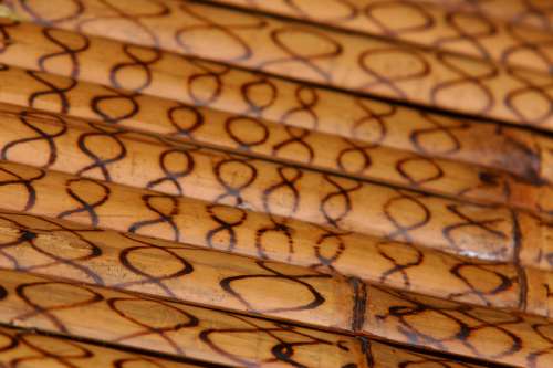 Design etched in bamboo