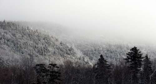 winter landscape mountains sky clouds