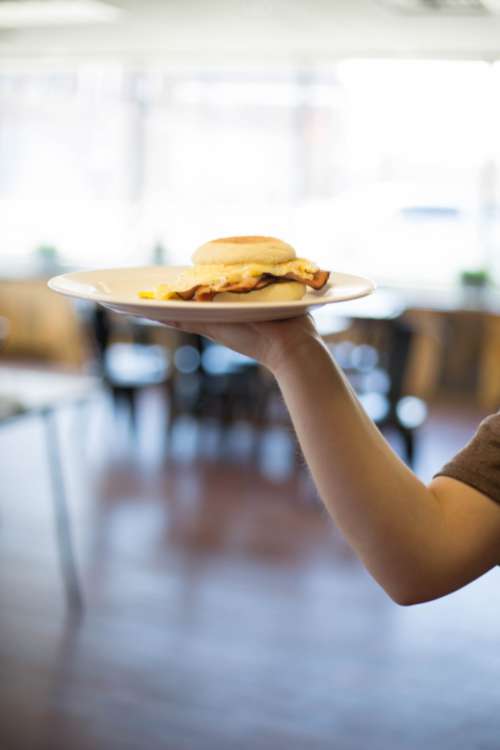 sandwich plate food waitress restaurant