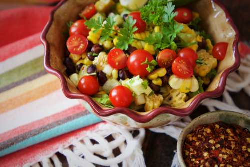 salad bowl food vegetables corn