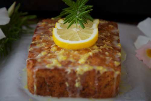 glazed baked loaf cake lemon