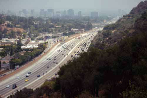 Los Angeles Cityscape Highway With Cars