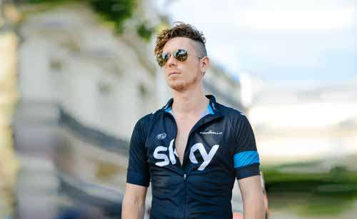 Cool Man With Glasses And Cycling Jersey Outside