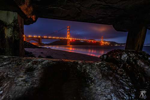 Golden Gate Bridge At Night Photo