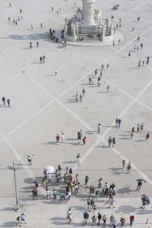 Aerial View Of People At The Rua Augusta Arch Photo