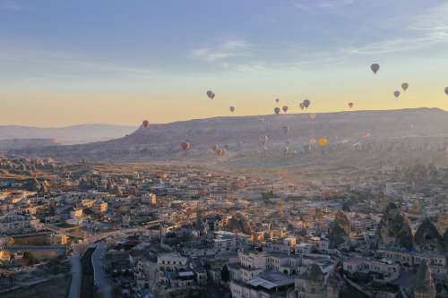 Hot Air Balloons Hovering In The Sky Photo